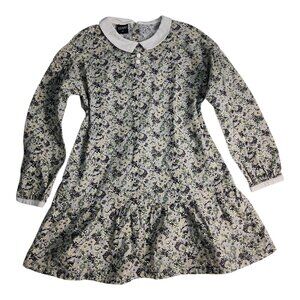 Ditsy Floral Drop Waist Dress Sz 7 Peter Pan Collar Tiered Ruffle Hem Cottagecor